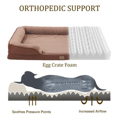 Bedfolks dog sofa bed bolster provides head and neck support.