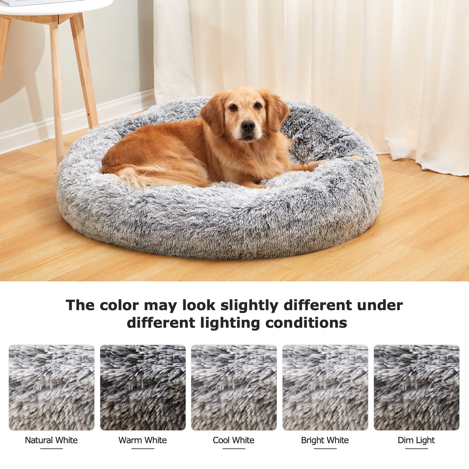 Bedfolks Donut Bed dark grey plush style complements any room.