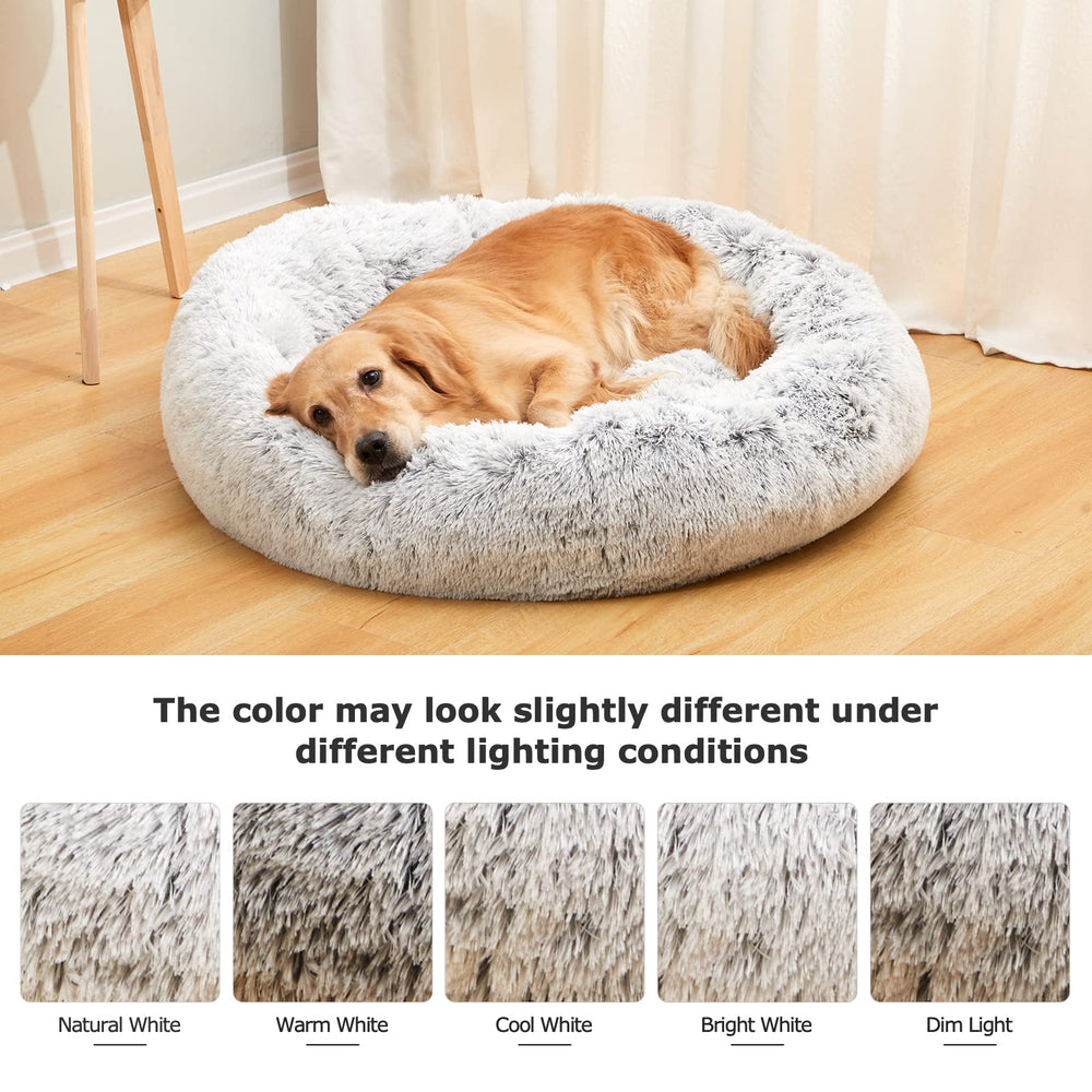 Bedfolks Calming Donut Bed in a cozy room setup for pet comfort.