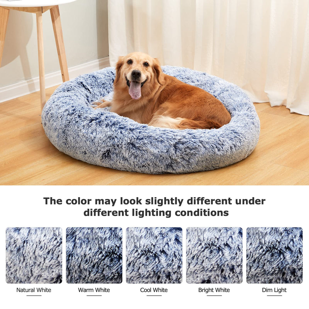 Bedfolks calming donut bed navy blue resting place for anxious pets