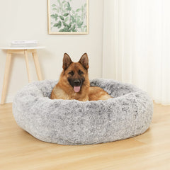 Bedfolks extra-large dog bed with soft faux fur cover for plush warmth and comfort.