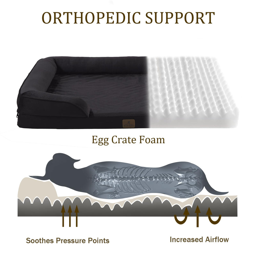 Bedfolks orthopedic dog bed side view highlighting bolster and entry ease