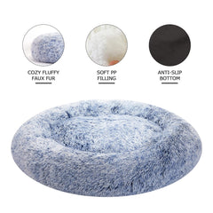 Bedfolks donut bed raised rim closeup—neck support for curling up.