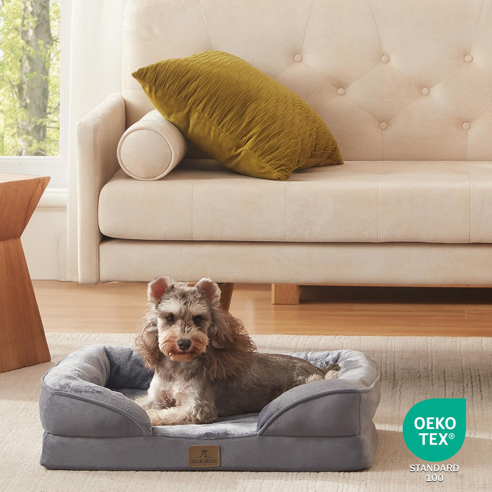 Bedfolks size 24x18 bed surface ideal for small pets under 20 lbs.