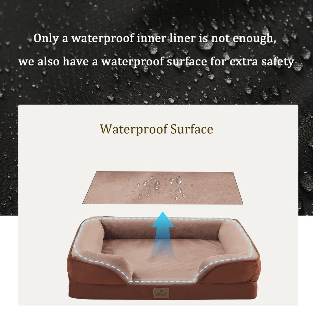 Bedfolks waterproof dog bed cover shields inner materials from accidents.
