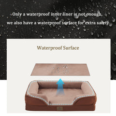 Bedfolks waterproof dog bed cover shields inner materials from accidents.