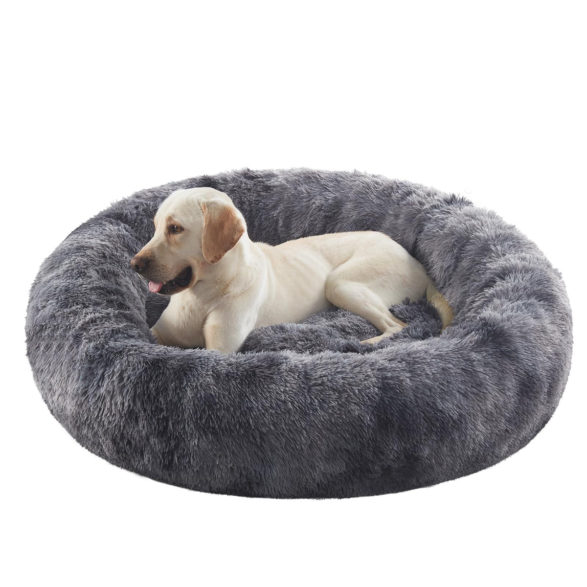 BedStill Donut Bed close-up of plush fur delivering cozy comfort and joint support.