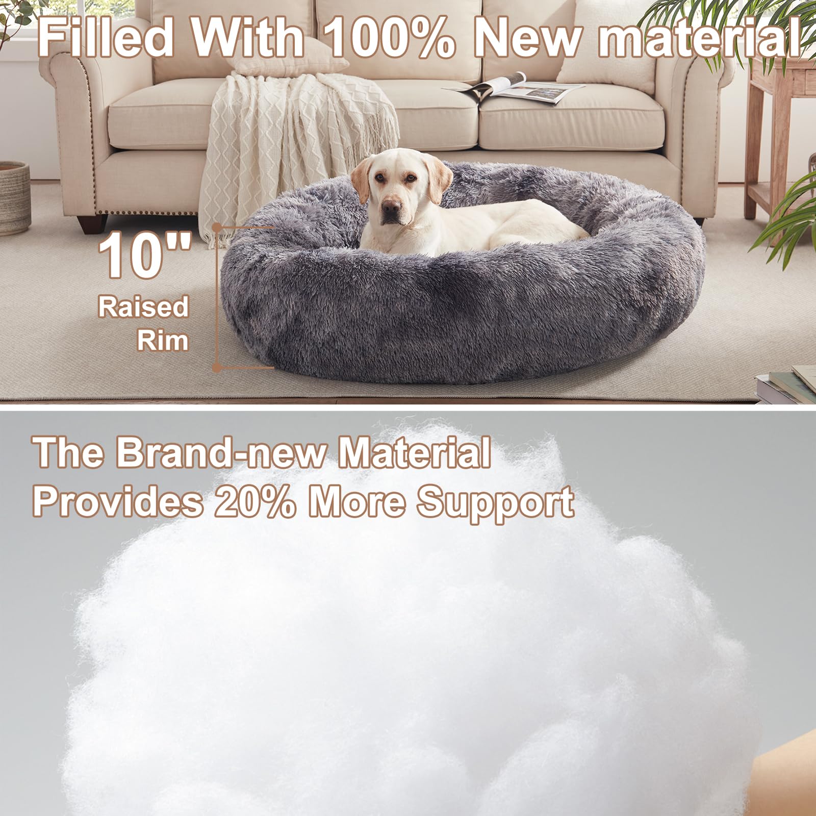 BedStill Donut Bed front view shows XL size for large dogs' space.