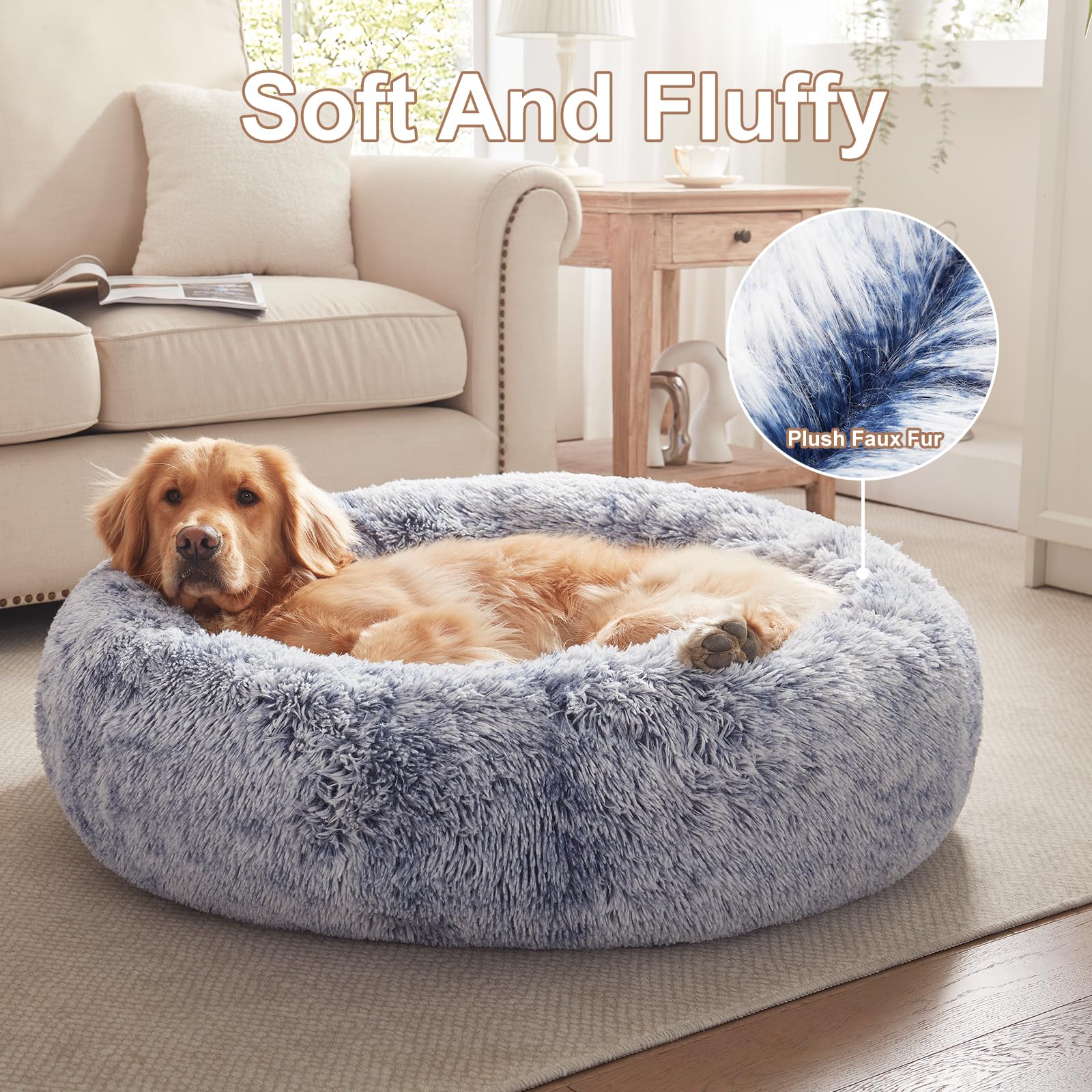 BedStill donut bed washable-cover zip detail demonstrates simple cleaning