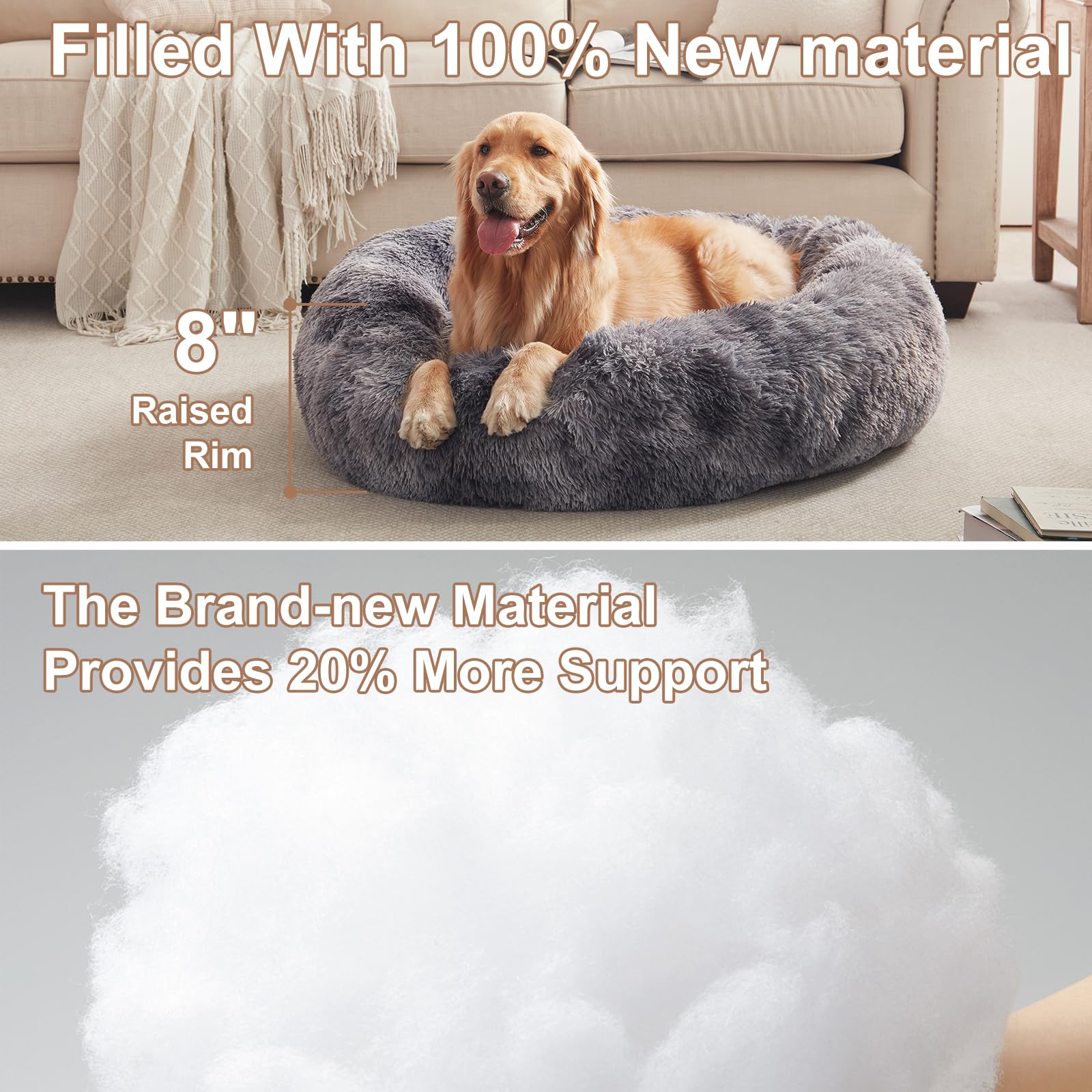 BedStill donut dog bed removable cover demonstrates easy cleaning for busy pet owners.