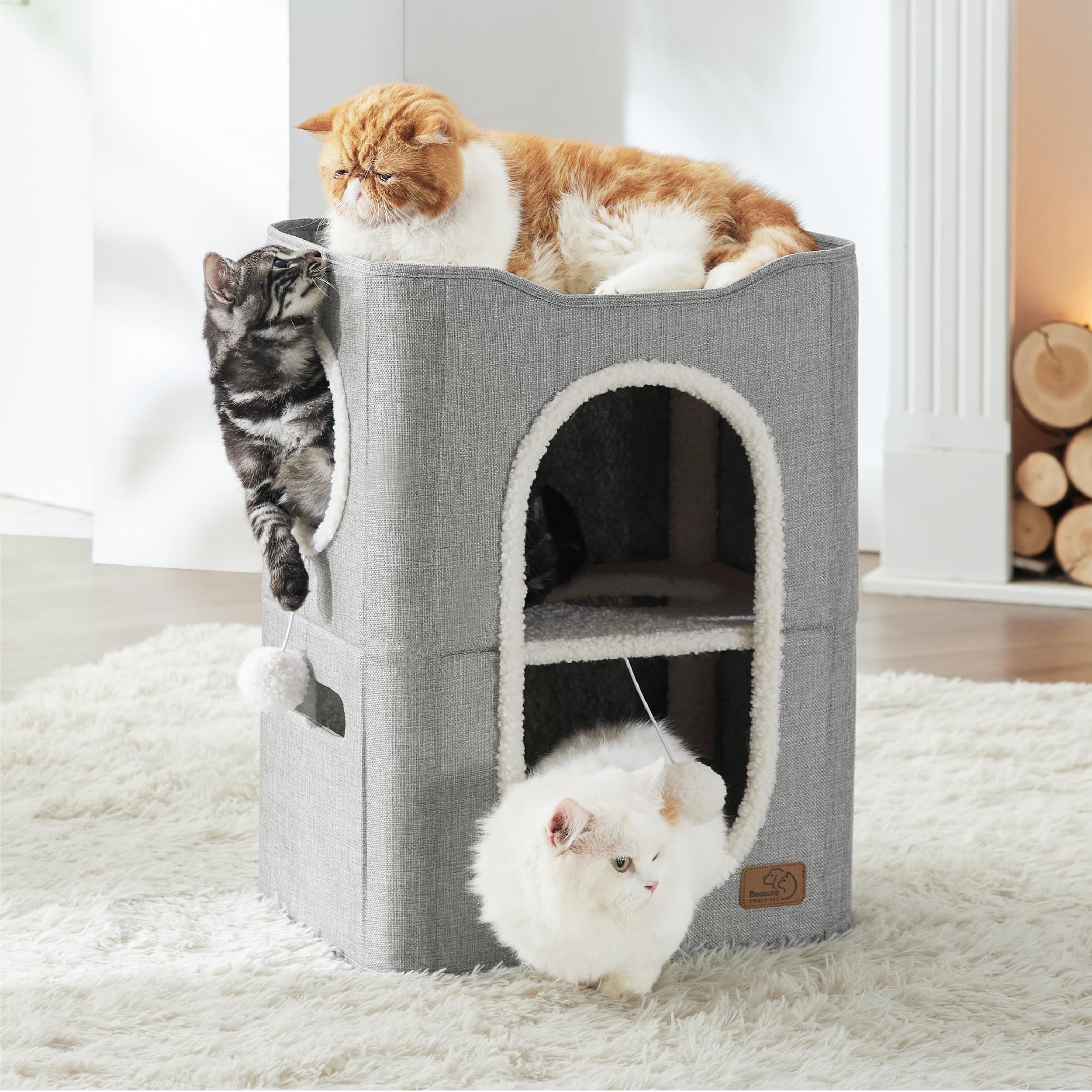Bedsure 2 Story Cat House dimensions 23 by 18 by 14 inches fits small spaces