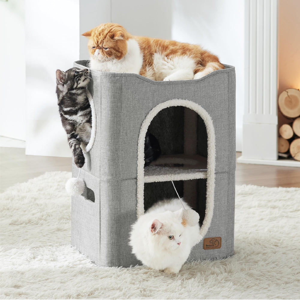 Bedsure 2 Story Cat House dimensions 23 by 18 by 14 inches fits small spaces