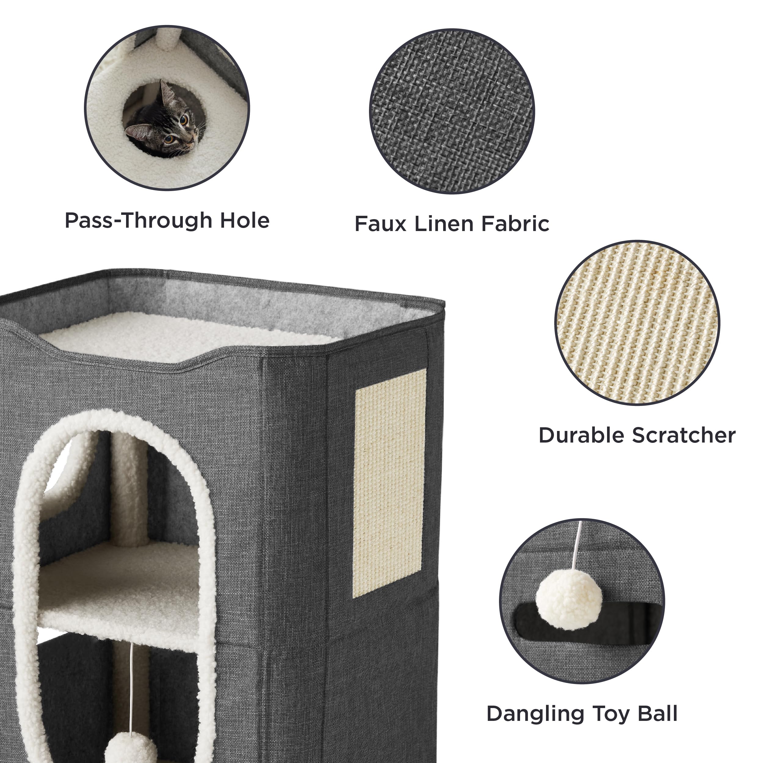 Bedsure 2-Story Cat House dual hideaways create private retreat spaces.