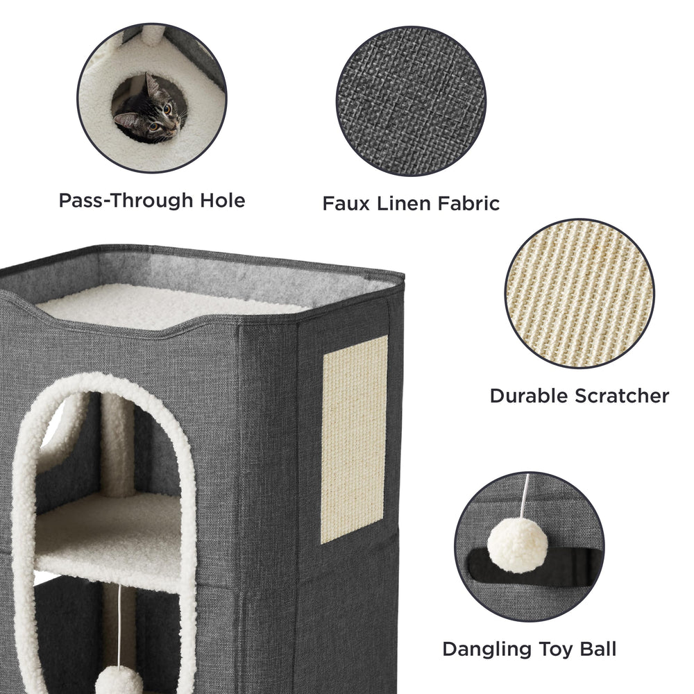 Bedsure 2-Story Cat House dual hideaways create private retreat spaces.