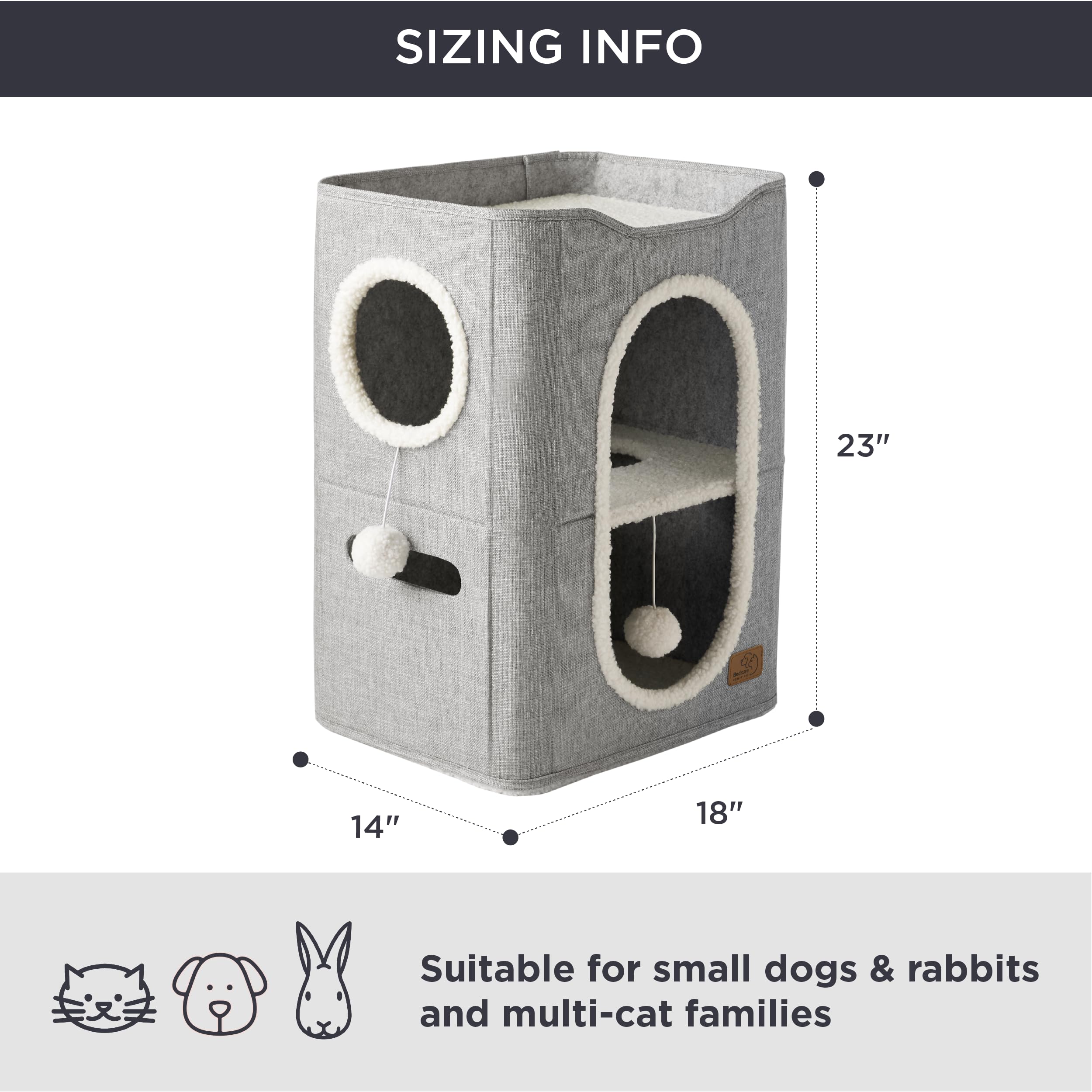 Bedsure 2 Story Cat House fluffy ball hanging for interactive play
