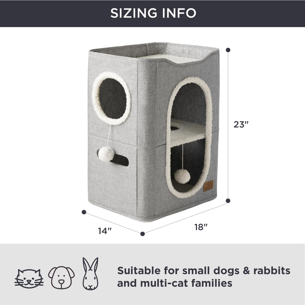 Bedsure 2 Story Cat House fluffy ball hanging for interactive play