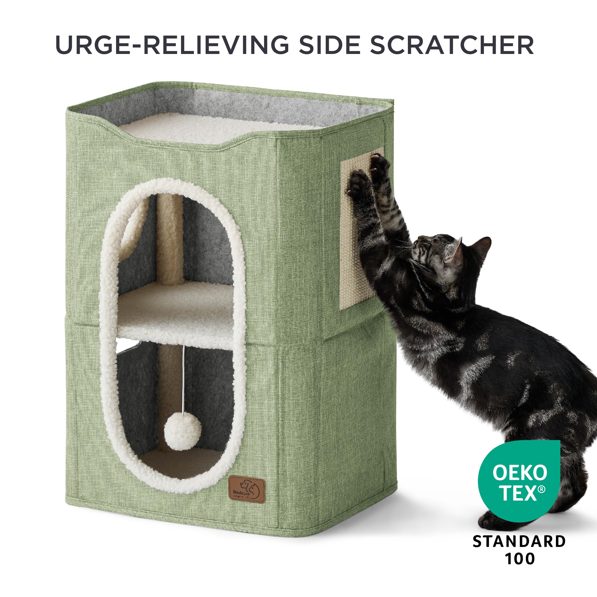 Bedsure 2 Story Cat House hideaways provide private napping spots for cats.