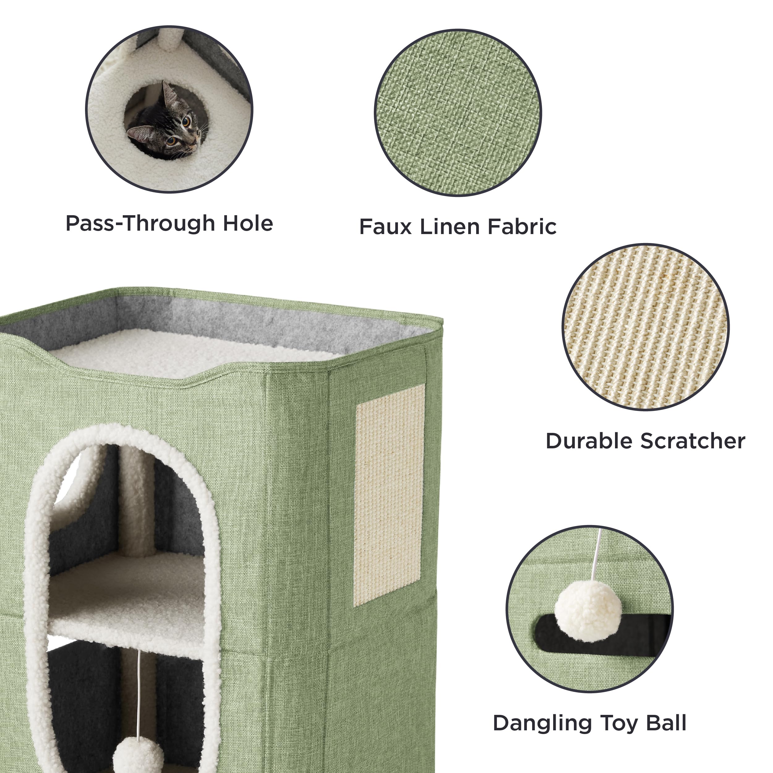Bedsure 2 Story Cat House peekaboo openings invite playful exploration.