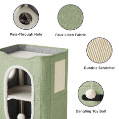 Bedsure 2 Story Cat House peekaboo openings invite playful exploration.