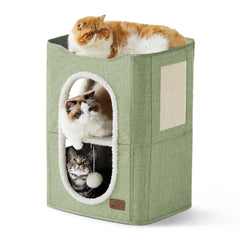 Bedsure 2 Story Cat House perch offers elevated view and private space.