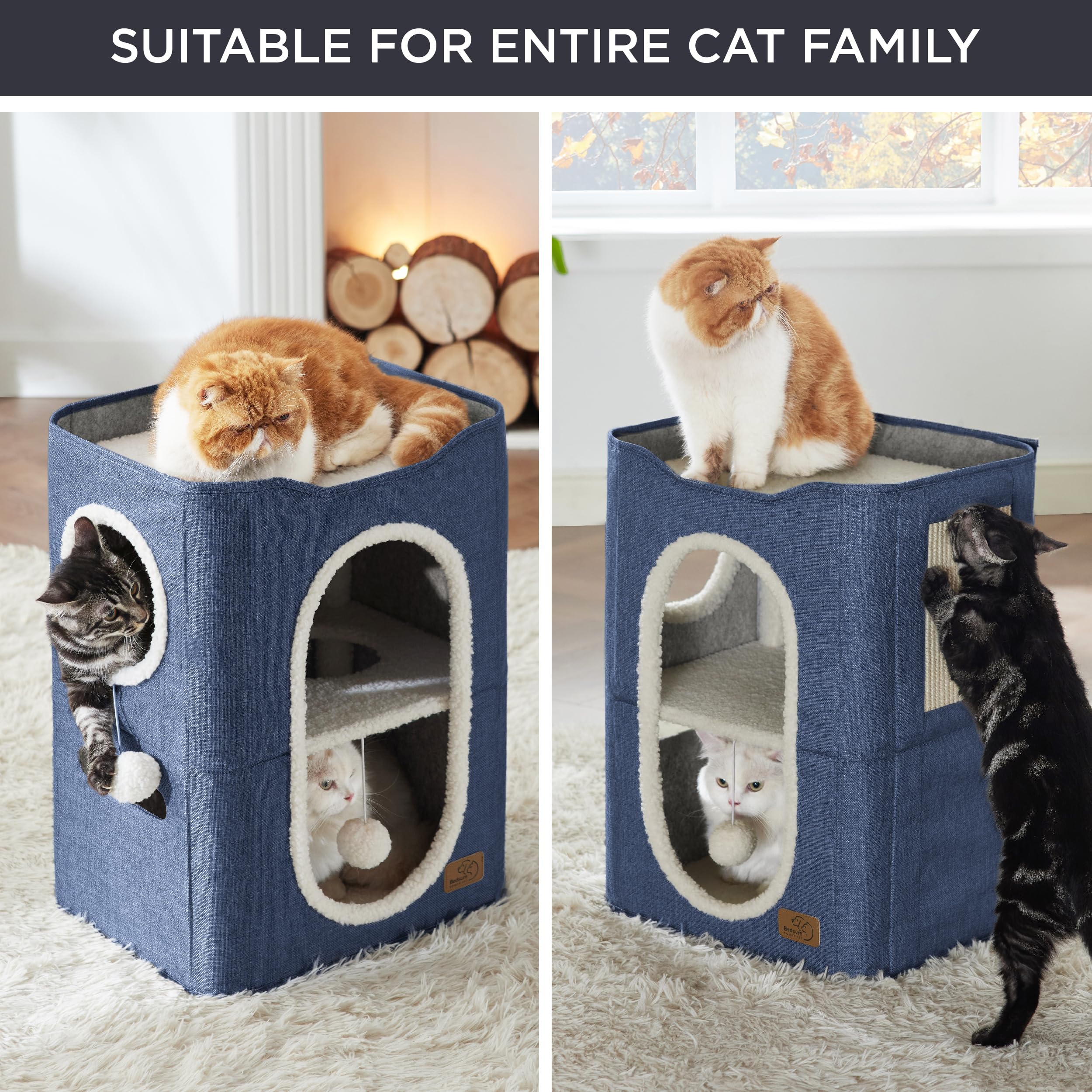 Bedsure 2 Story Cat House – sturdy 9 mm MDF for lasting use.