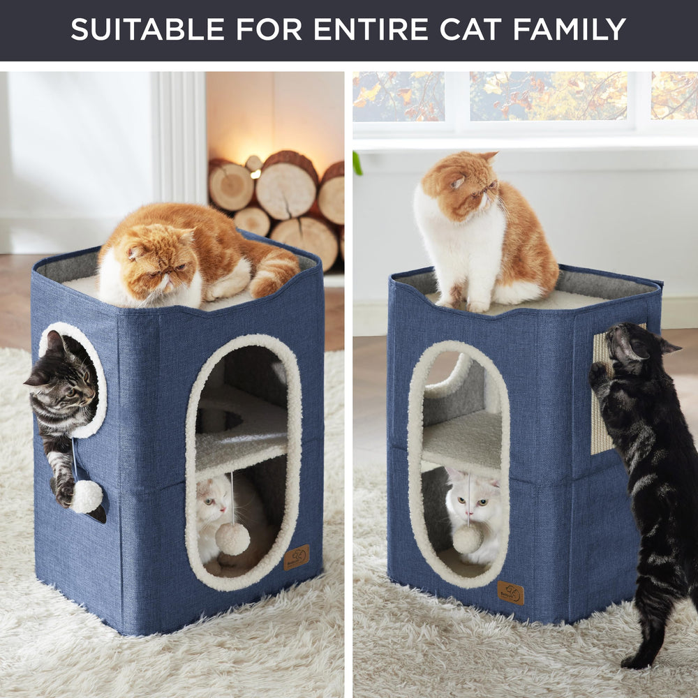 Bedsure 2 Story Cat House – sturdy 9 mm MDF for lasting use.