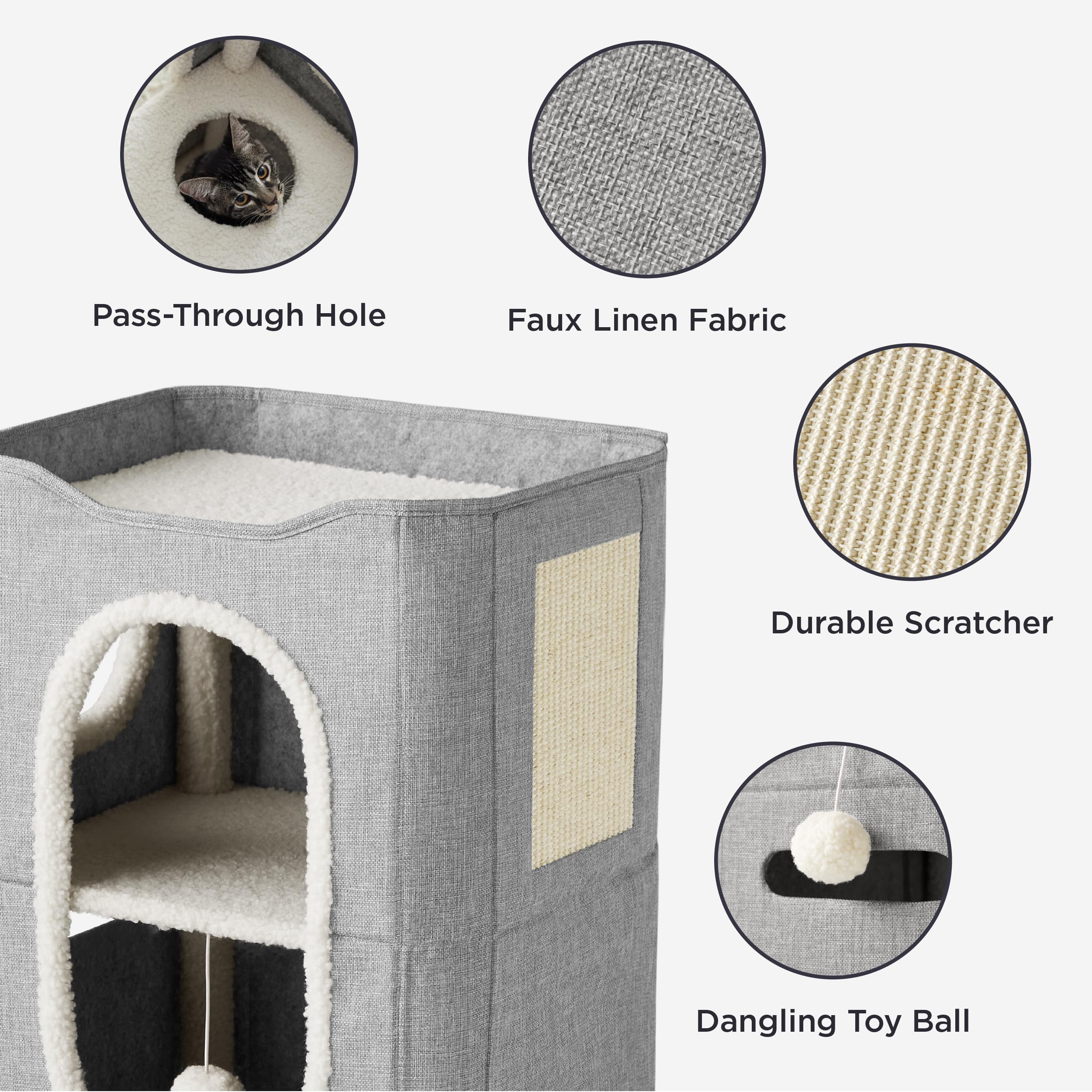 Bedsure 2 Story Cat House top perch ideal for window watching and sun naps