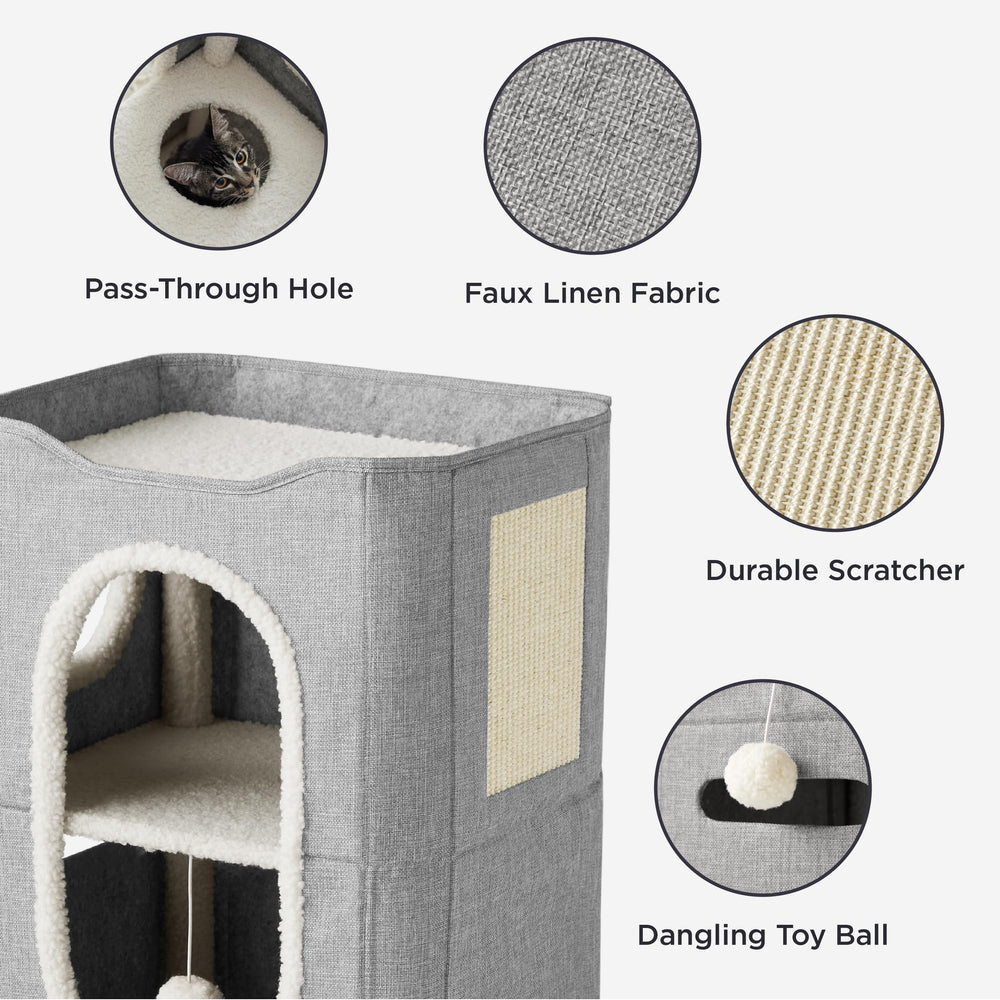 Bedsure 2 Story Cat House top perch ideal for window watching and sun naps
