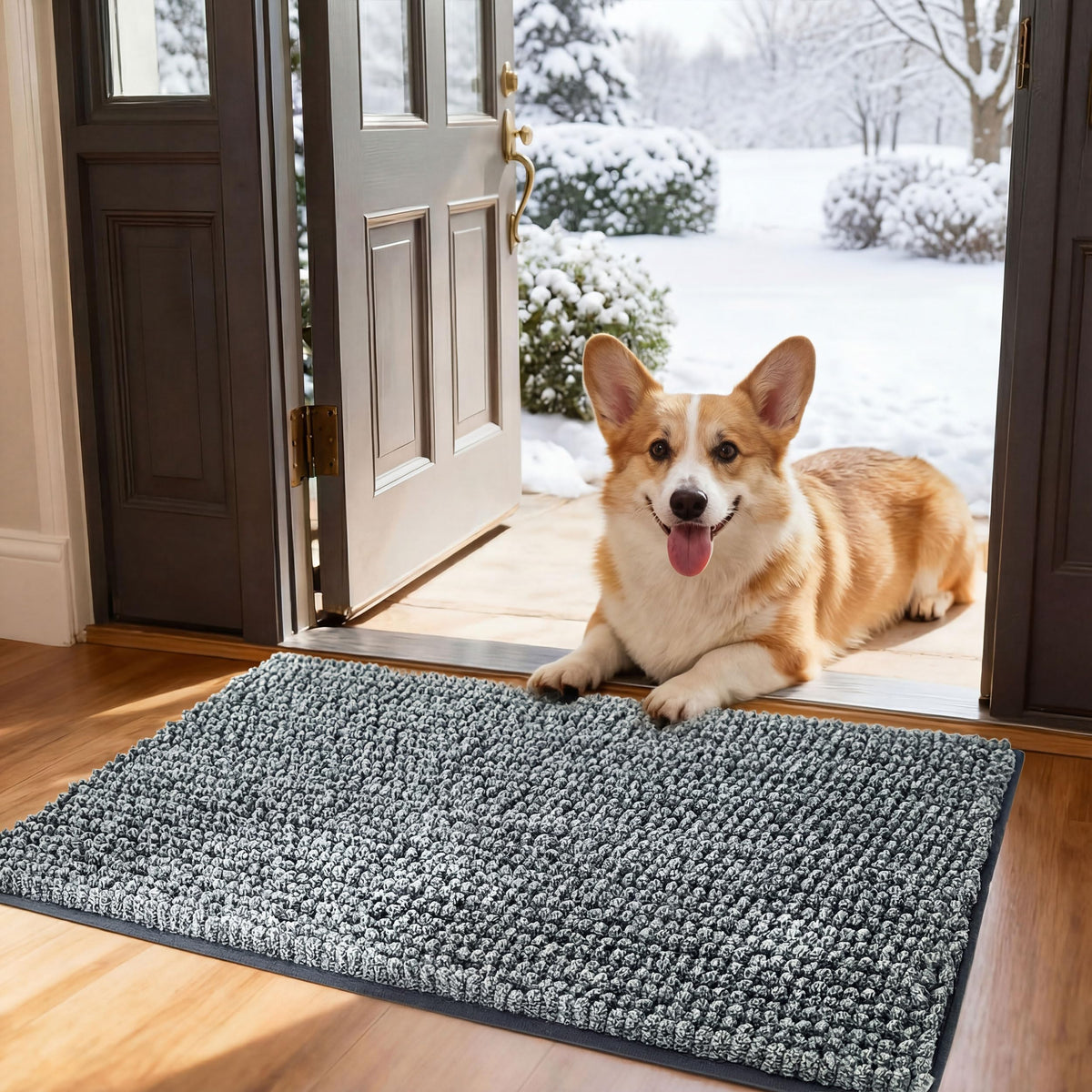 Bedsure alfombra puerta perros, patas mojadas, absorción rápida para entrada.