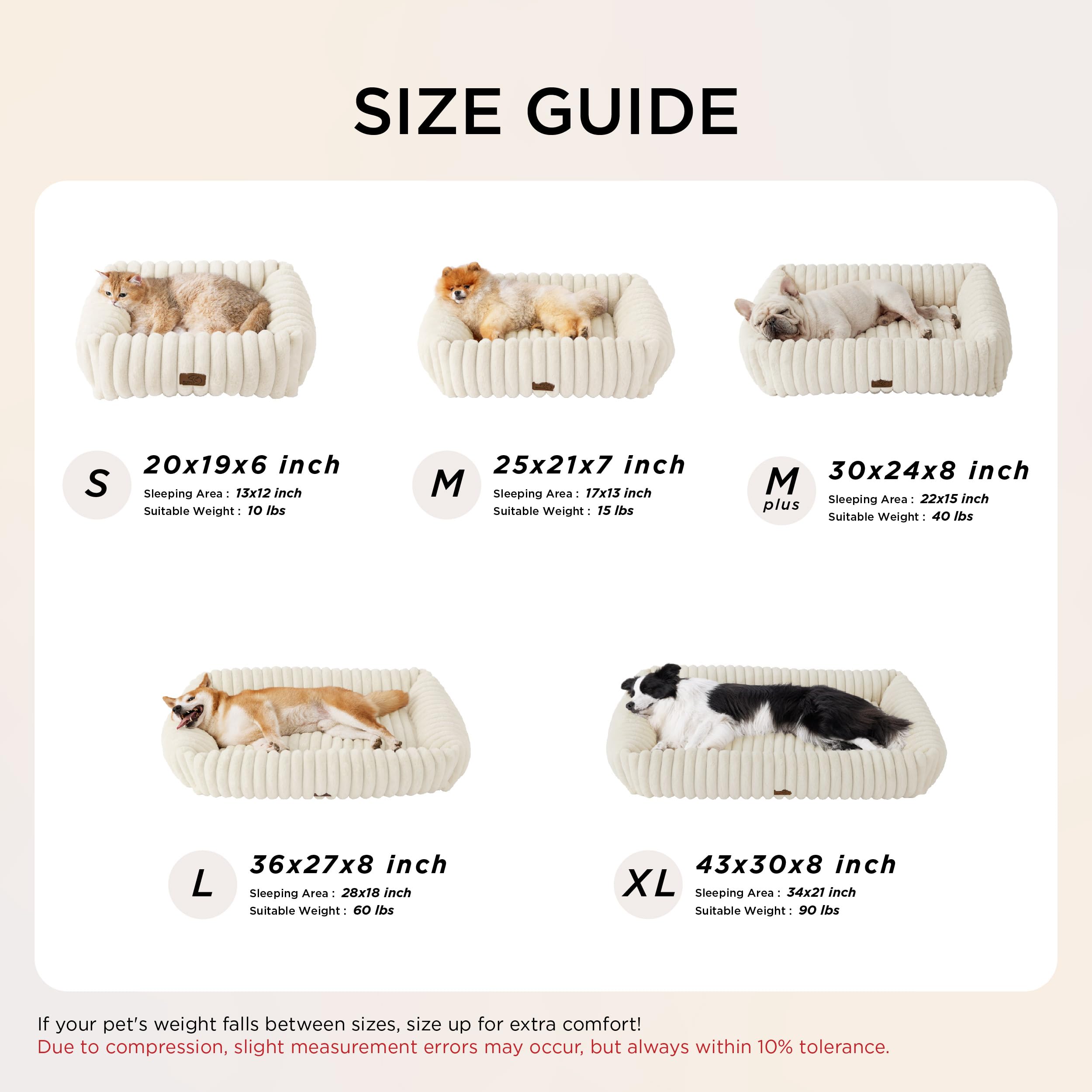 Bedsure anti-slip bottom cream pet bed ensures stable placement during use
