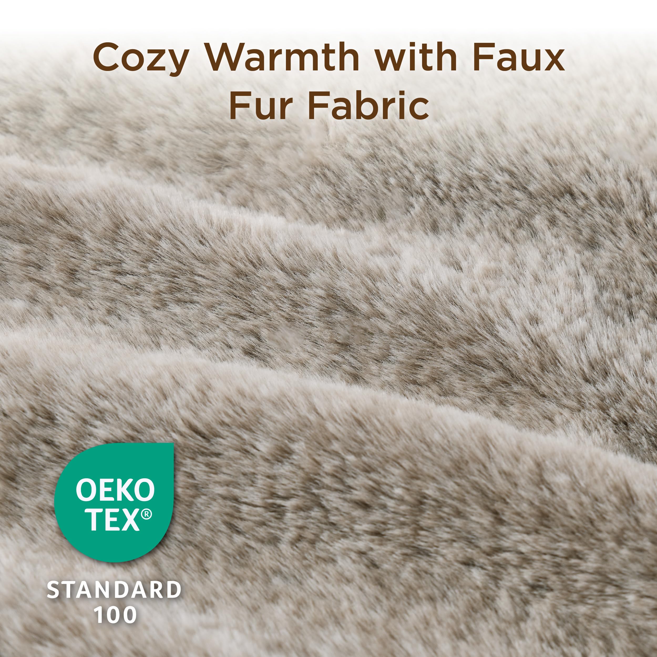 Bedsure brown self-warming pet pad closeup highlights plush comfort