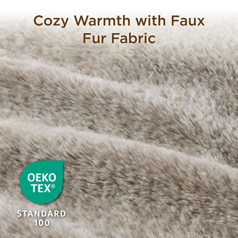 Bedsure brown self-warming pet pad closeup highlights plush comfort