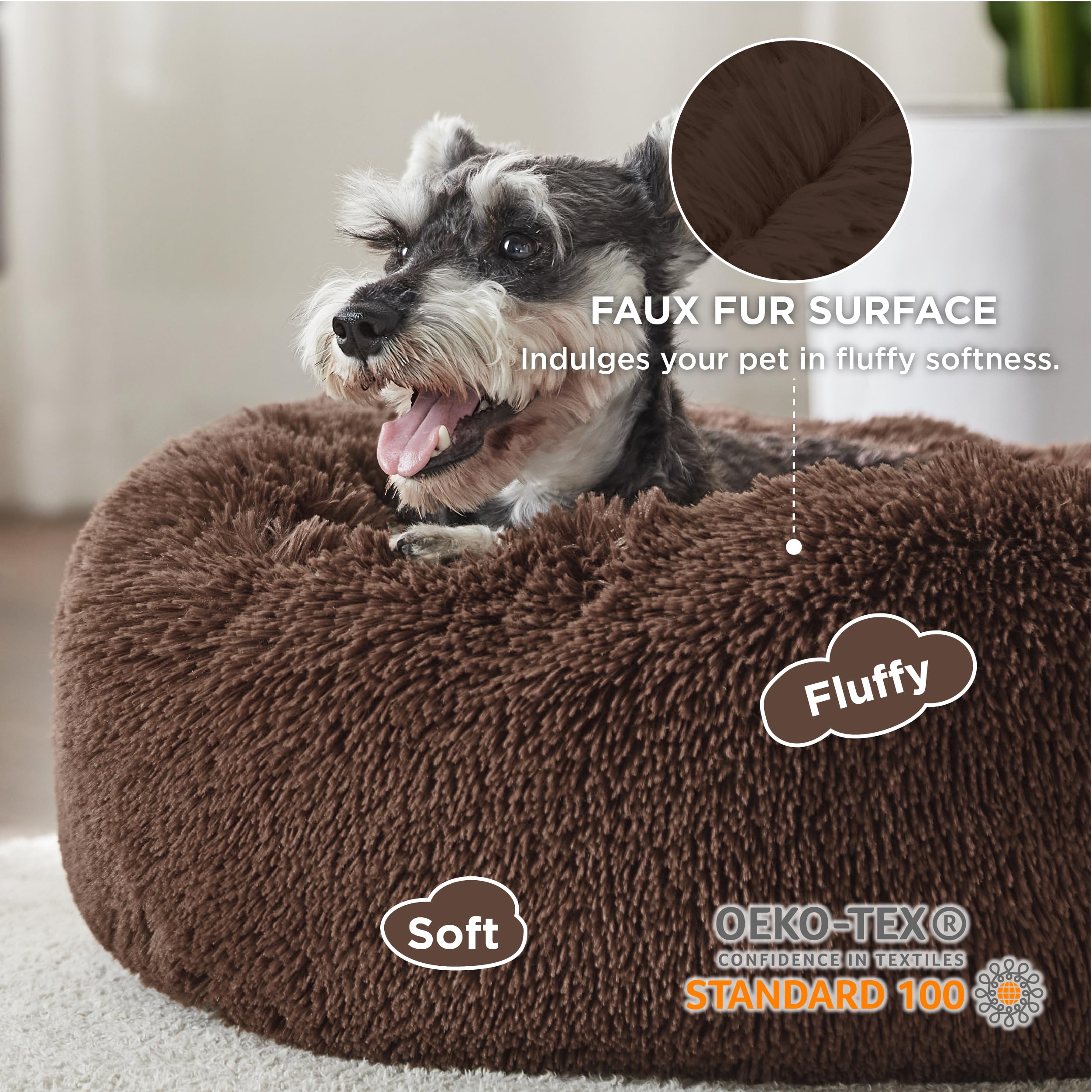 Bedsure calming dog bed non-slip base close-up demonstrates stable positioning on floors.