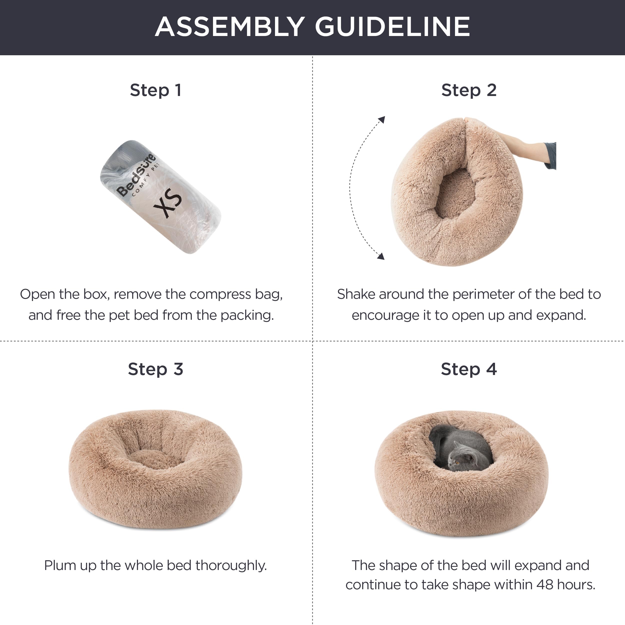 Bedsure calming cat bed measures 20 inches suited for pets up to 15 pounds