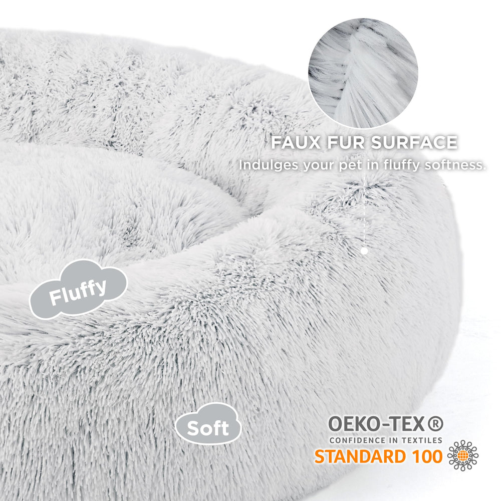 Bedsure Calming Dog Bed anti-slip base keeps the bed in place during playful naps.