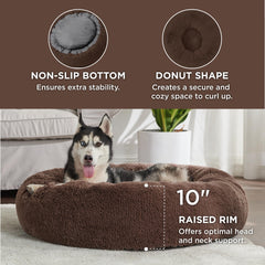 Bedsure calming dog bed plush faux fur interior invites cozy lounging.