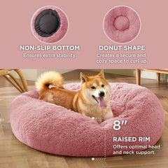 Bedsure calming donut bed anti-slip base keeps bed in place.