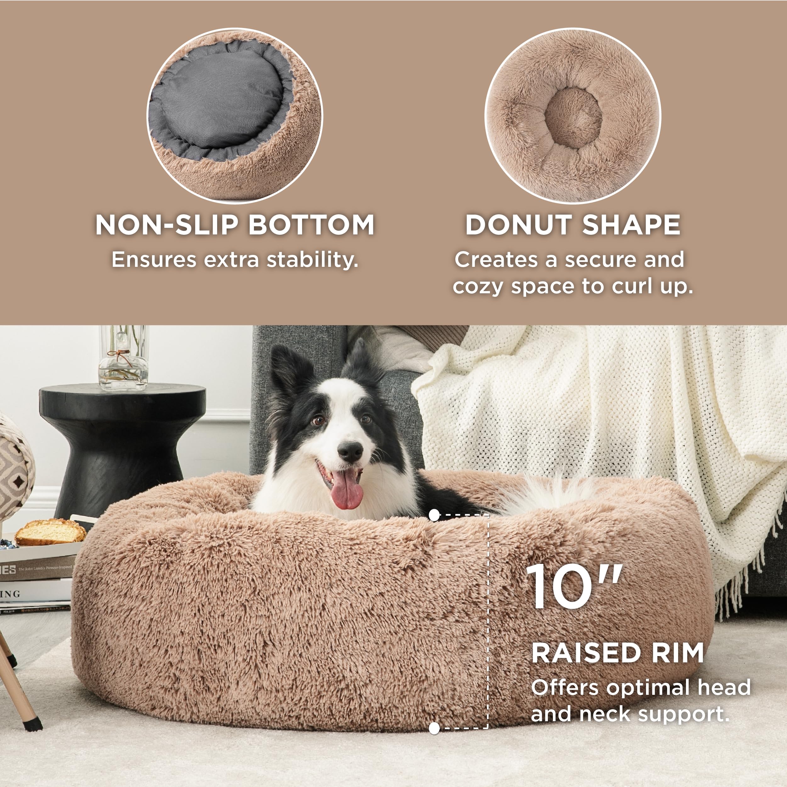 Bedsure calming donut bed in bedroom demonstrates cozy home integration
