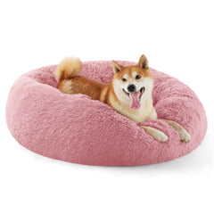 Bedsure calming donut bed closeup plush fur for cozy comfort and warmth.