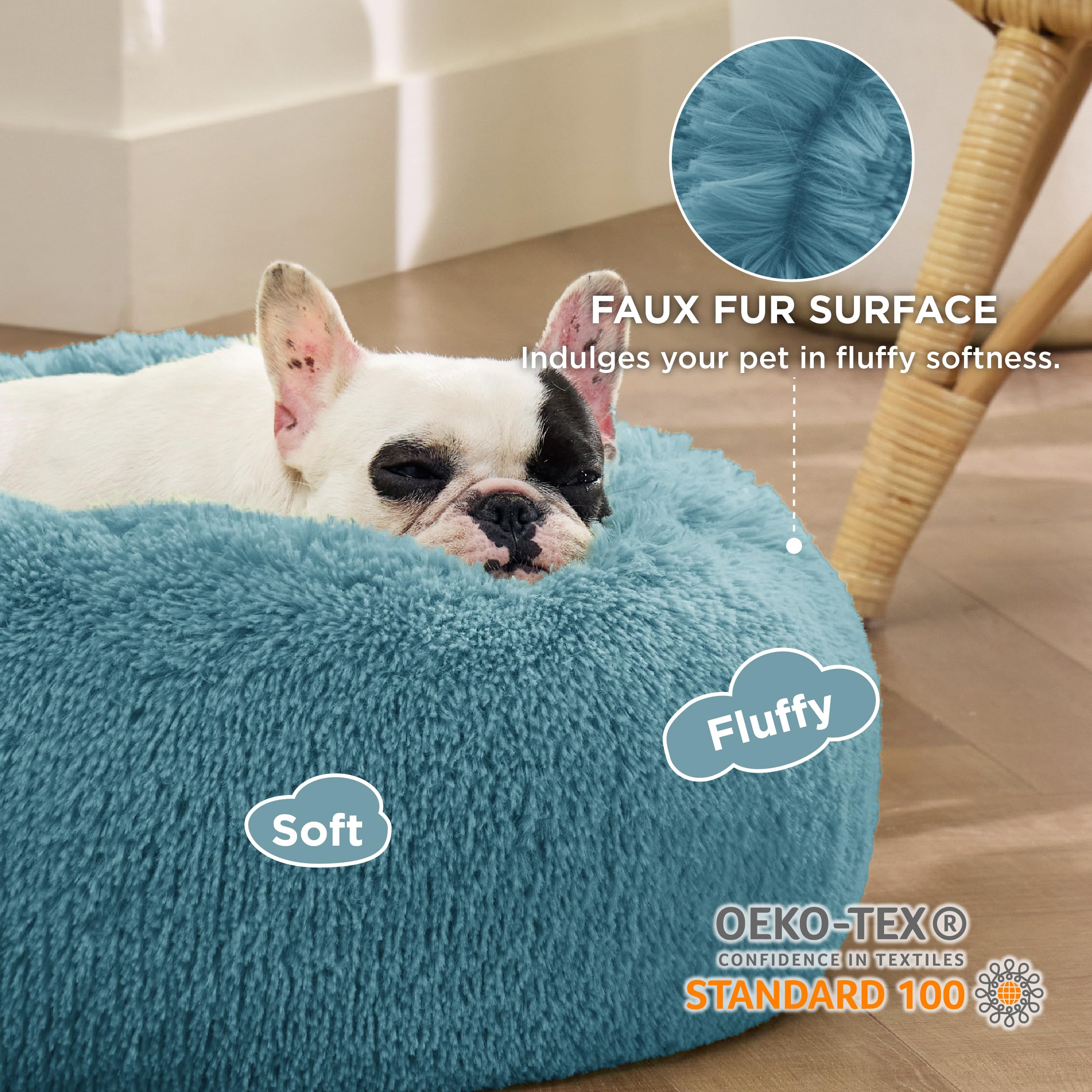 Bedsure calming donut bed raised edge supports head and neck