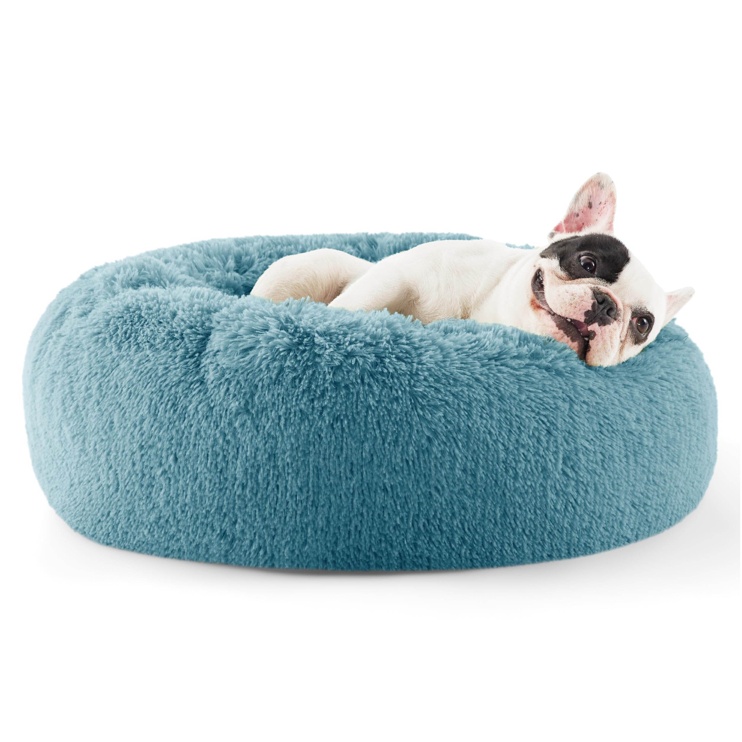 Bedsure calming donut bed with soft faux fur for cozy curl-up comfort