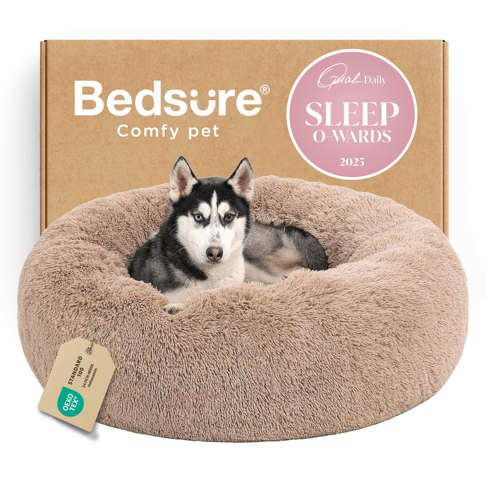 Bedsure calming donut bed top view highlights round shape for curling up