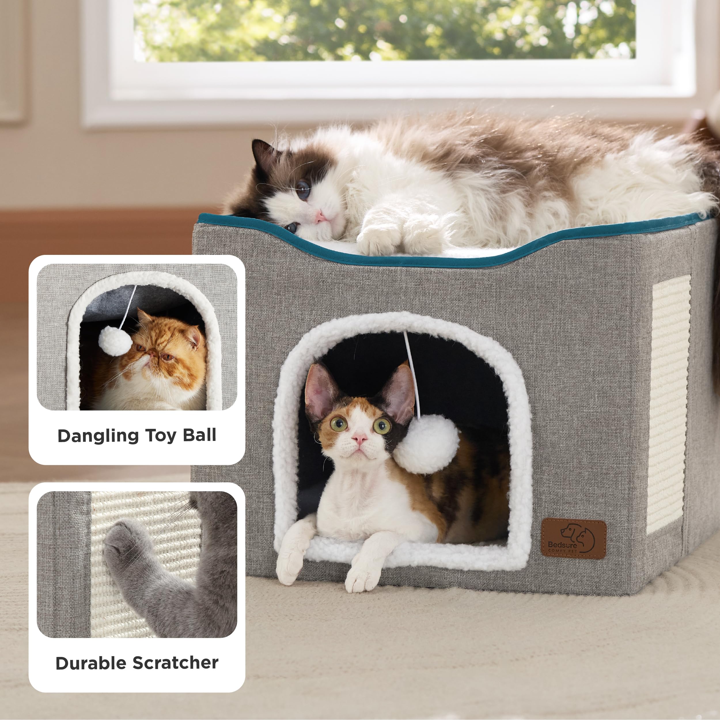 Bedsure cat bed bottom compartment serves as a roomy den for naps
