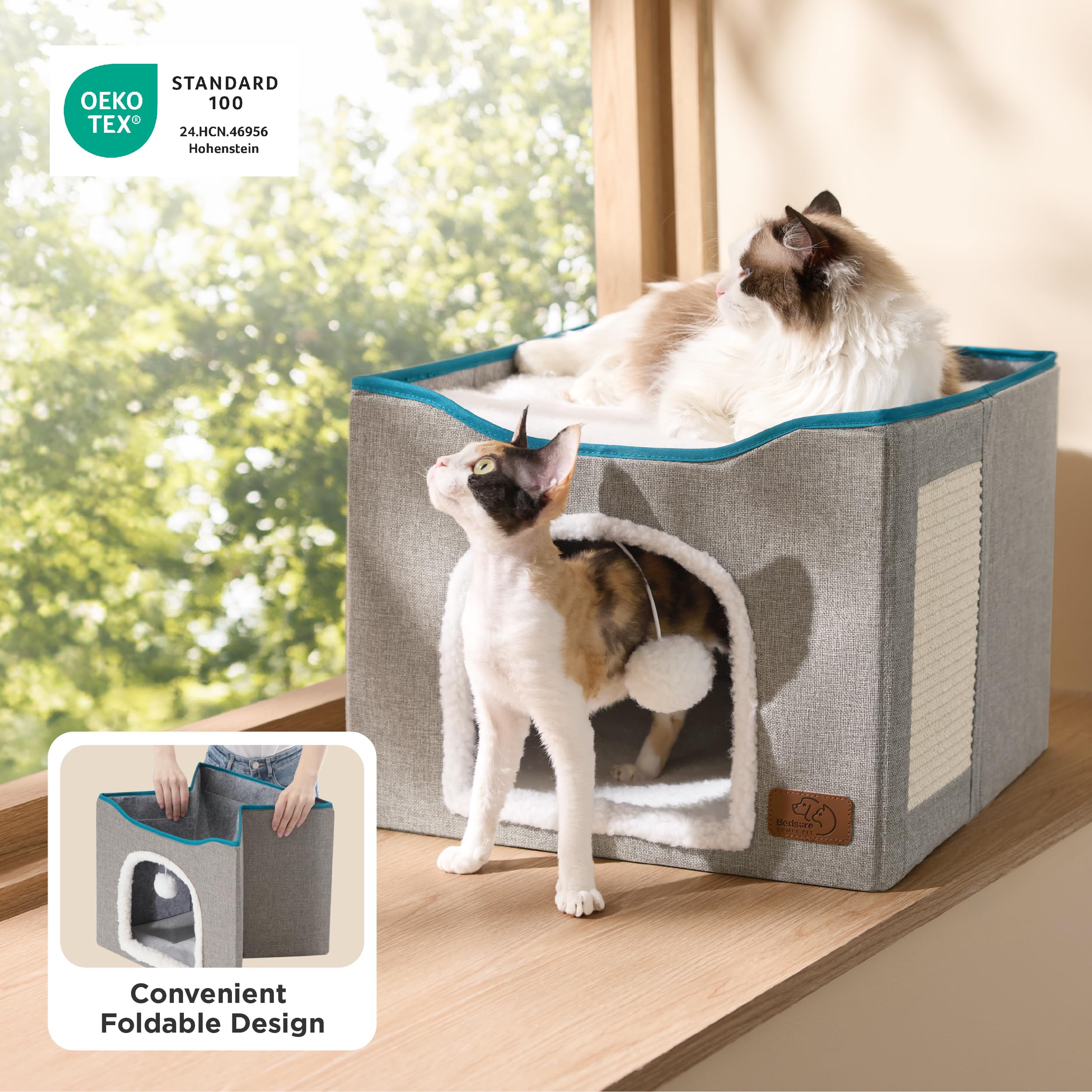 Bedsure bottom den with dimensions 16.5x16.5x13 for roomy yet snug naps