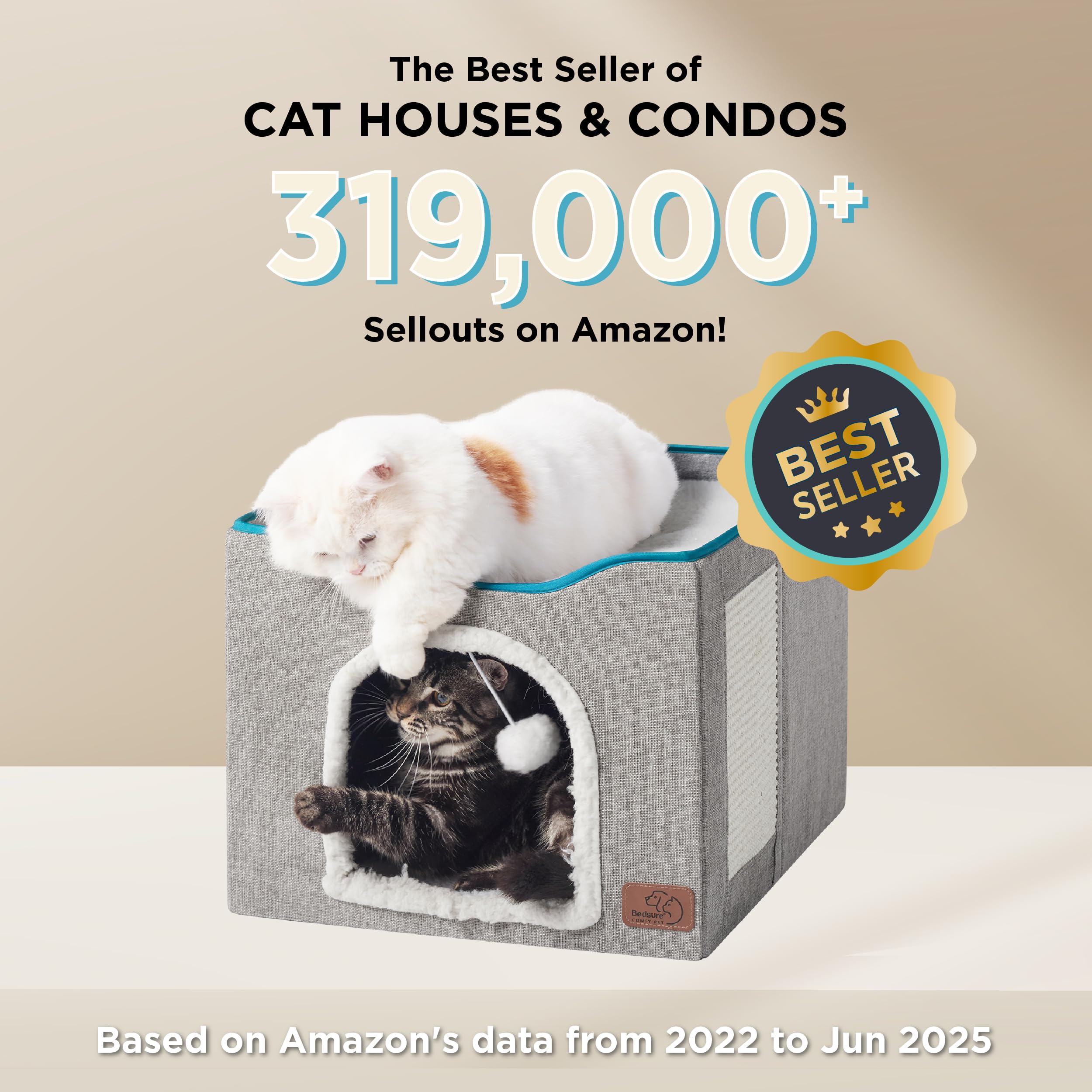 Bedsure cat bed cave measures 16.5 by 16.5 by 13 inches
