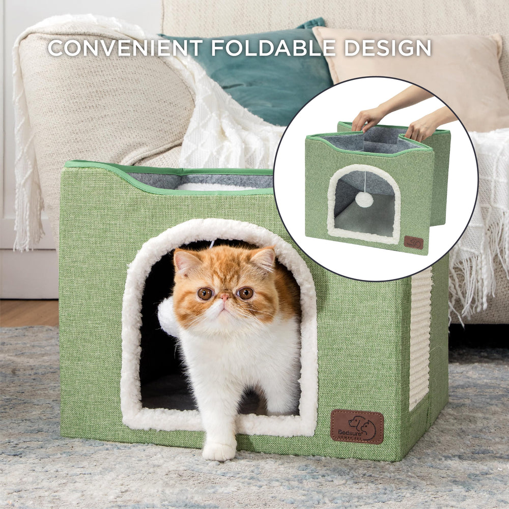 Bedsure cat bed cave plush hanging ball invites interactive play