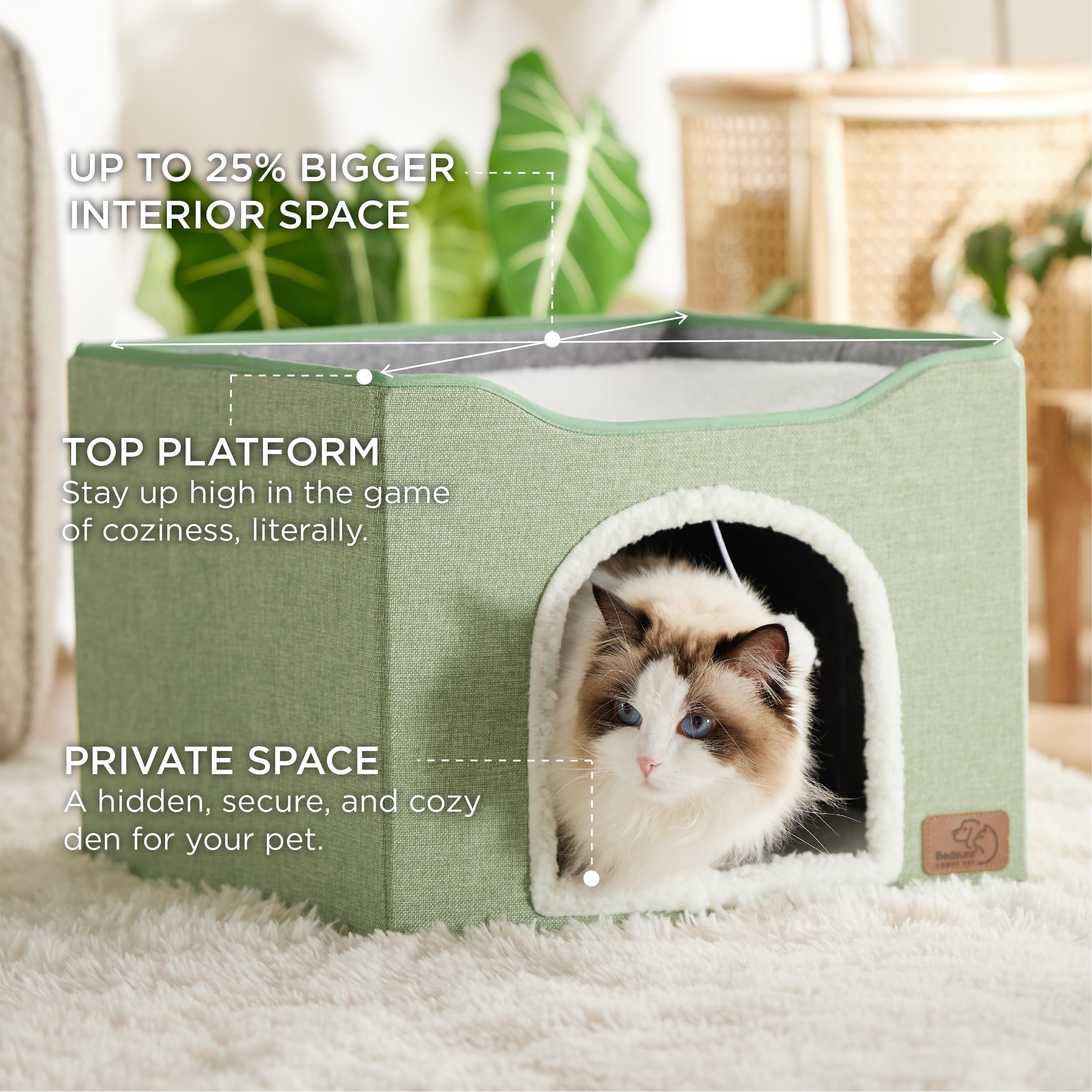 Bedsure cat bed cave top platform offers window-side lounging space