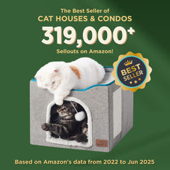 Bedsure fluffy-ball-hanging, interactive play feature that entertains cats.