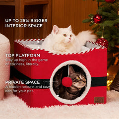 Bedsure cat bed fluffy ball hanging red, engaging play for cats