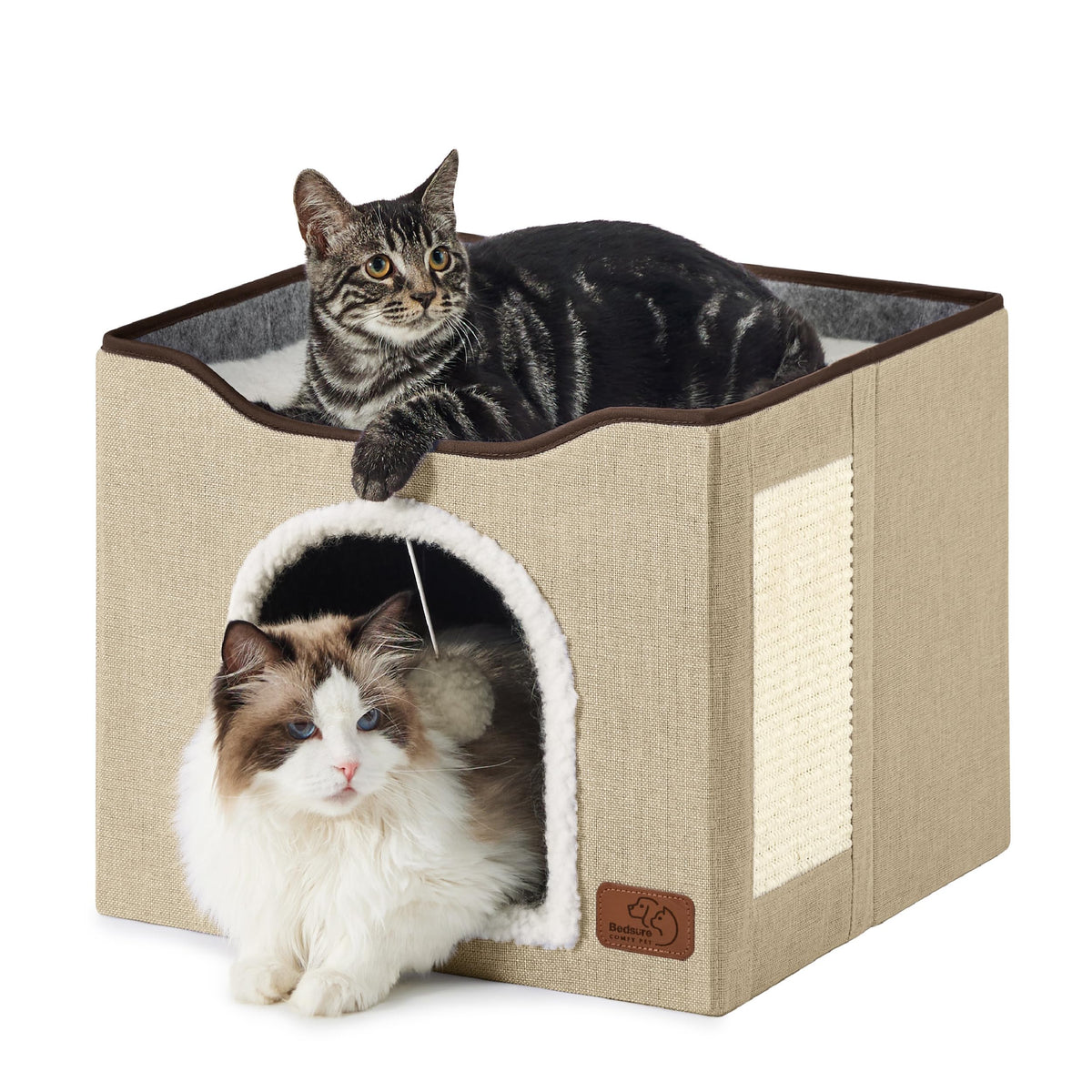 Bedsure large cat cave in brown offering a cozy hideaway for indoor cats